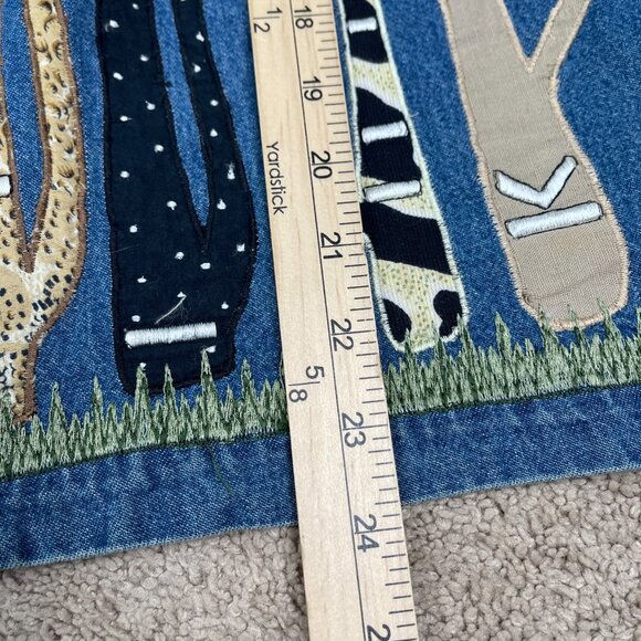 Life Style Vest Woman XL Denim Cat Lady Embroidered Appliqué Wacky Fun Funky Art - Picture 7 of 10